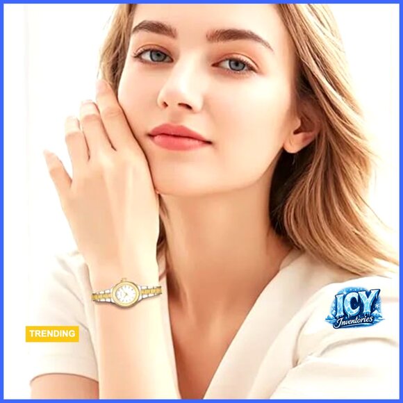 Gold & Silver Stainless Steel Oval Watch with Minimalist Dial main image 4